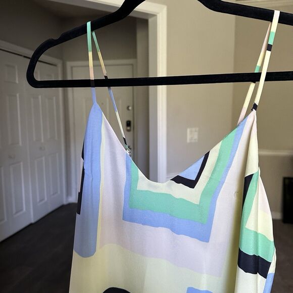 Anthropologie Maeve Yellow Green Geometric Maxi Dress Women's Size XS P Low Back - Picture 10 of 11